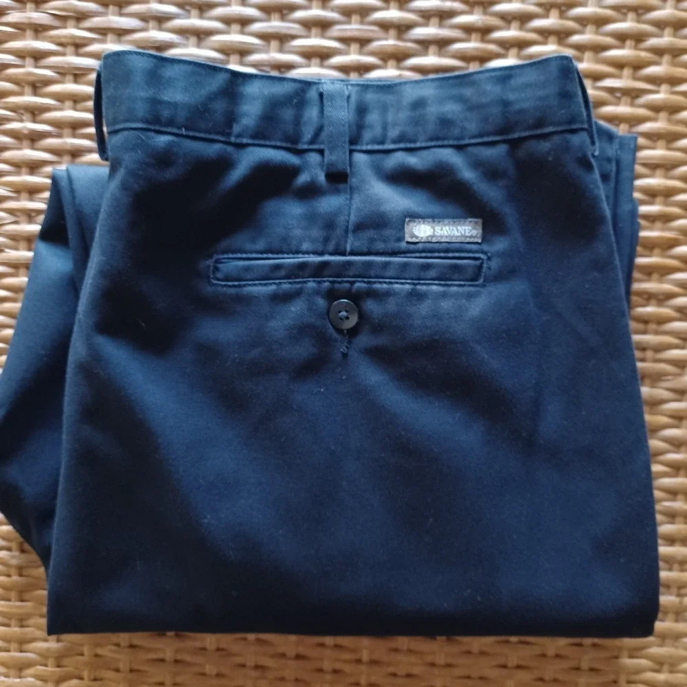 Savane Black Pleated Chinos‎ Mens 42x32 Cotton Blend Straight Leg Pants